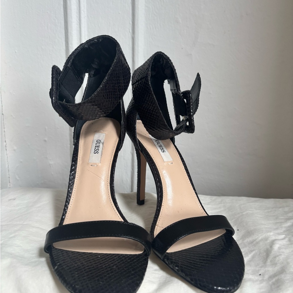 GUESS Black Snakeskin Heels (New)